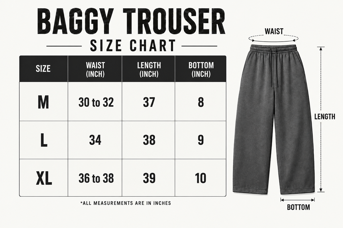 Acid Wash Baggy Trouser - Grey