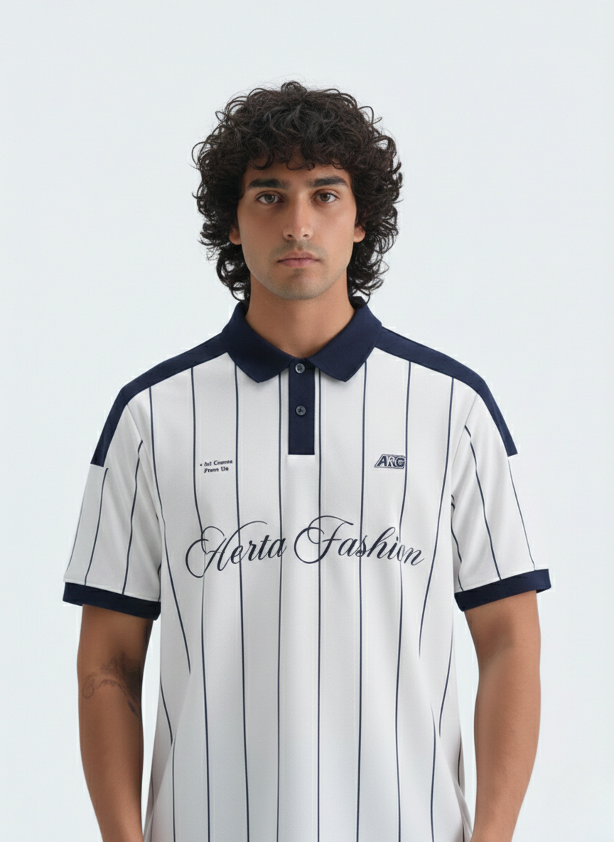 Slogan Print Polo Shirt -01