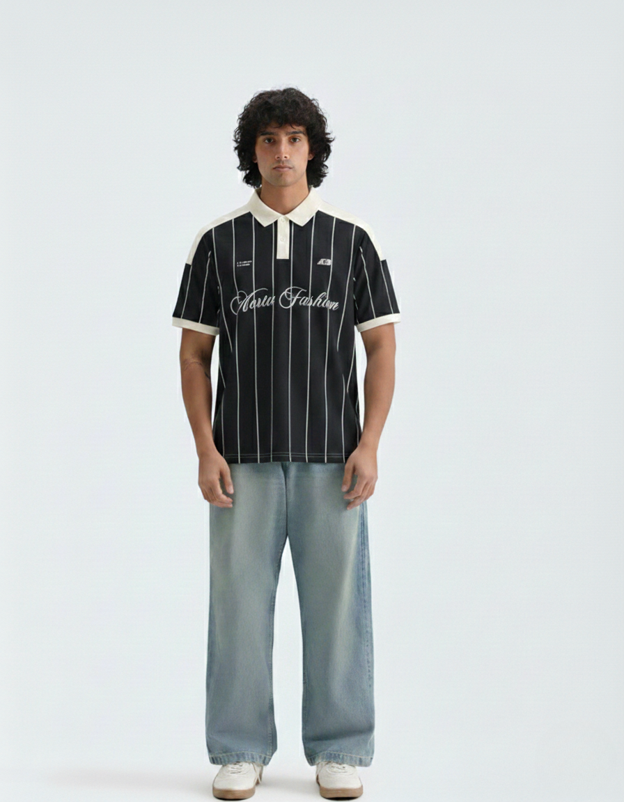 Slogan Print Polo Shirt -02