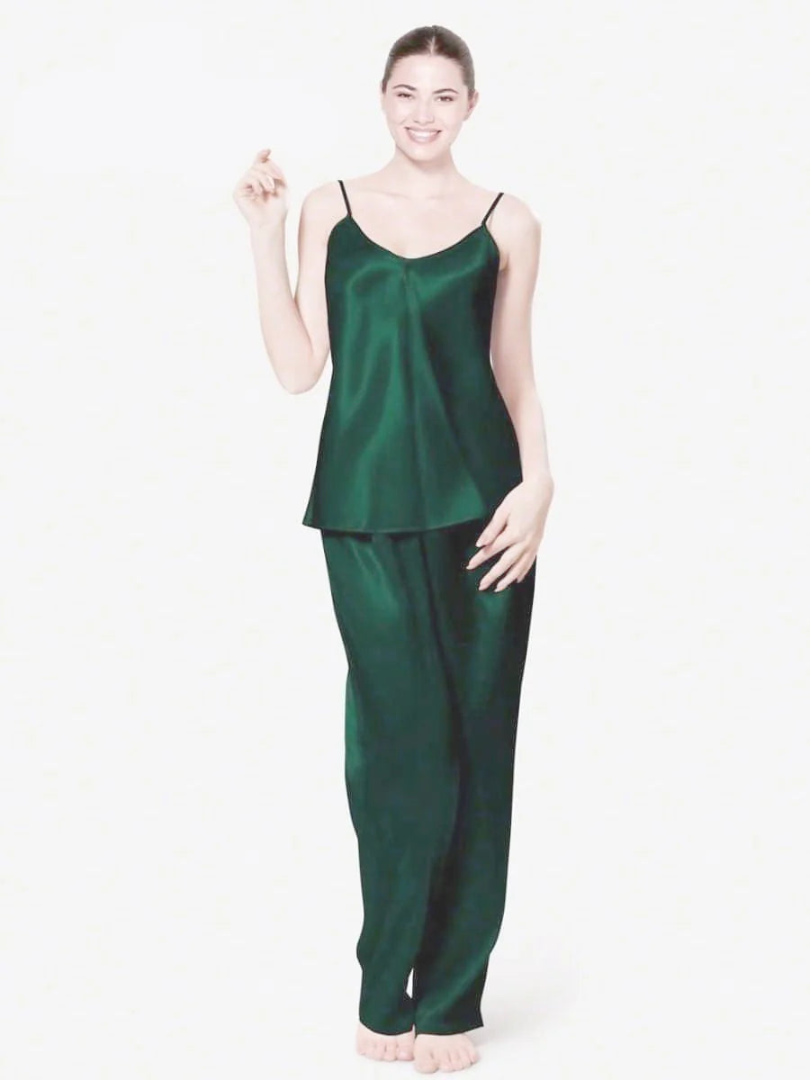 Cami Silk Pj Suit - Green
