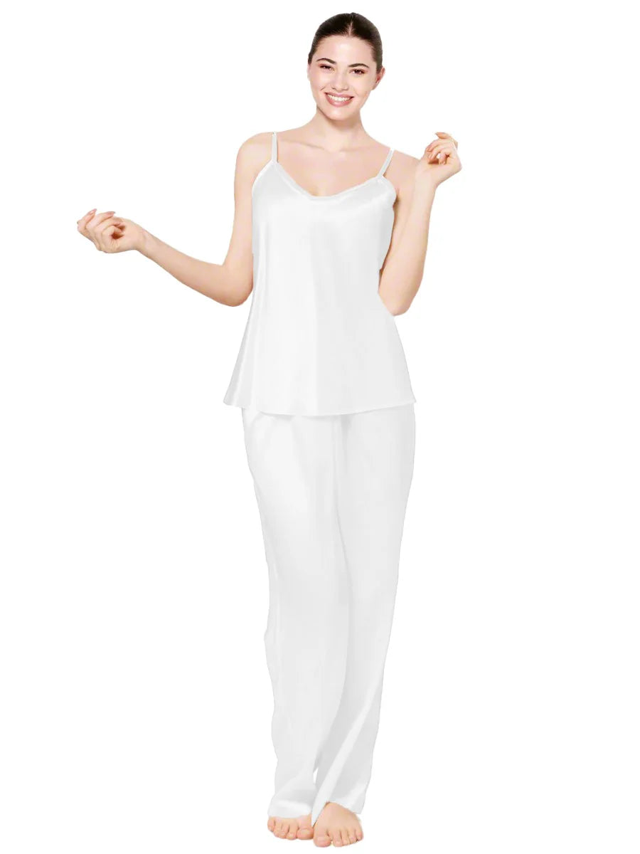 Cami Silk Pj Suit - White