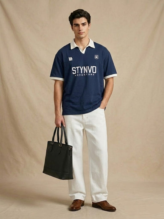 Signature Print Johnny Polo - Navy Blue