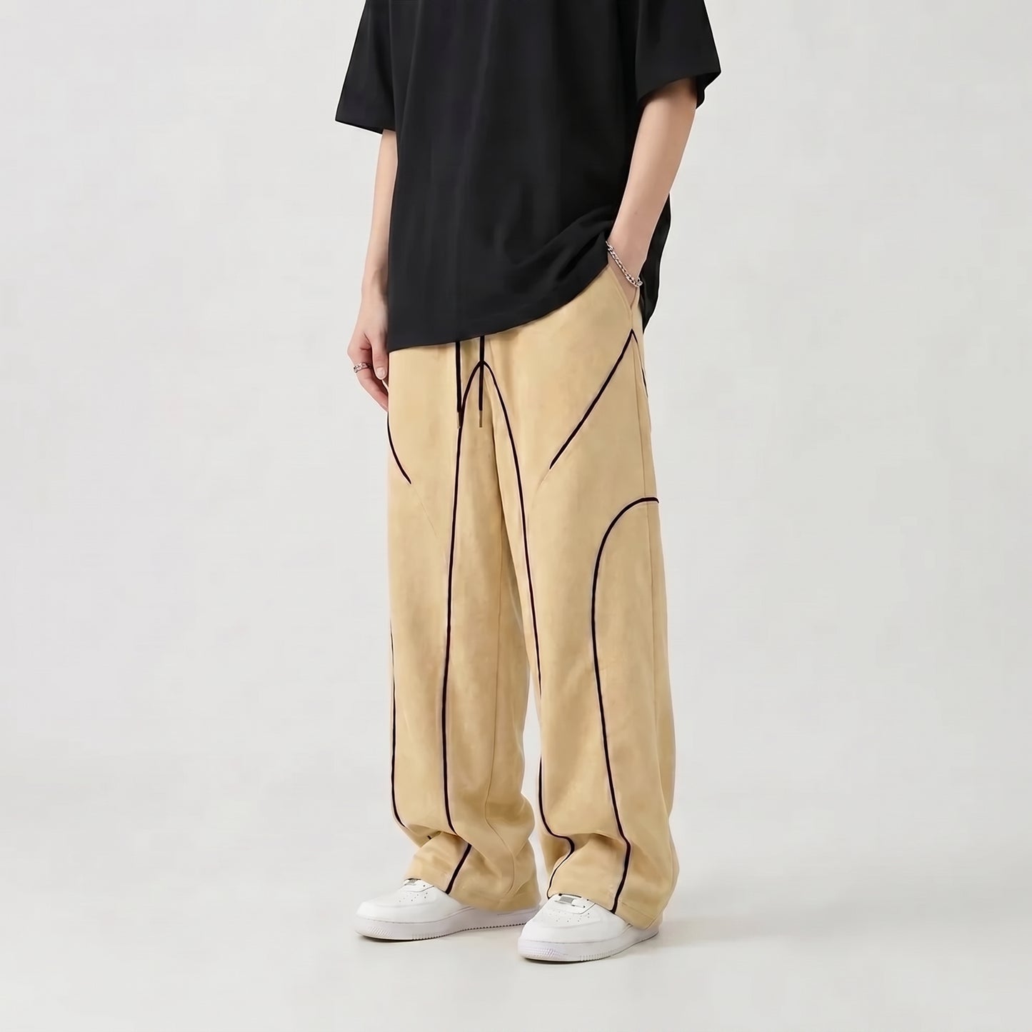 Flexline Baggy Trouser - Biege with Black