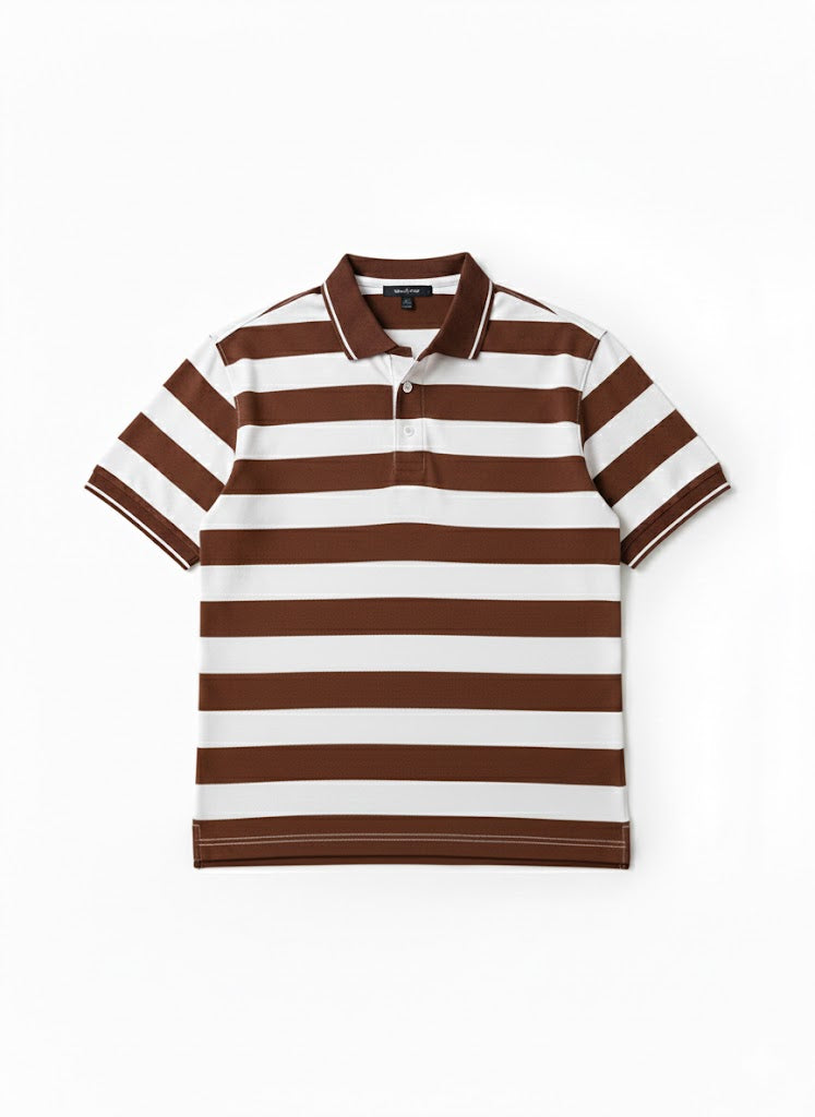 OLD MONEY STRIPE POLO - Brown