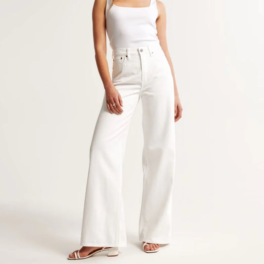 Premium Wide Leg Jeans -WHITE