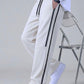 Minimal Stripe  Baggy Trouser - White