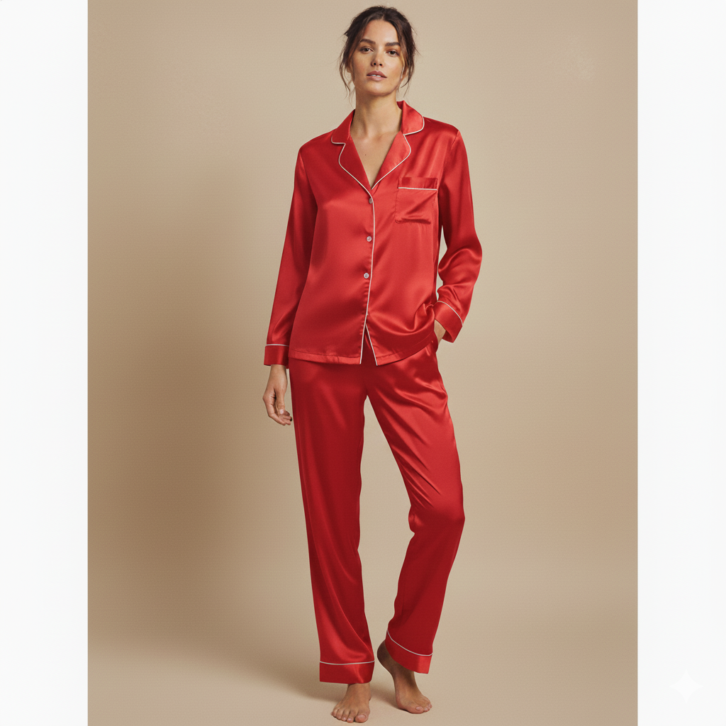 Silk Button Down - Redwine