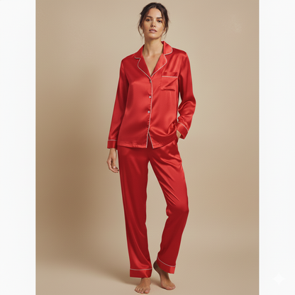 Silk Button Down - Redwine