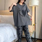 SR-DOUBLE HEARTS PRINTED NIGHT SUIT - GREY