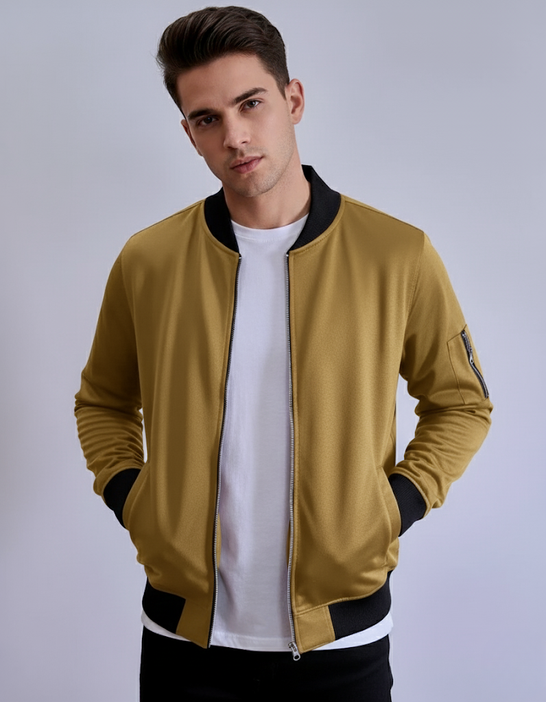 Bomber Jacket Cotton Fleece - Beige