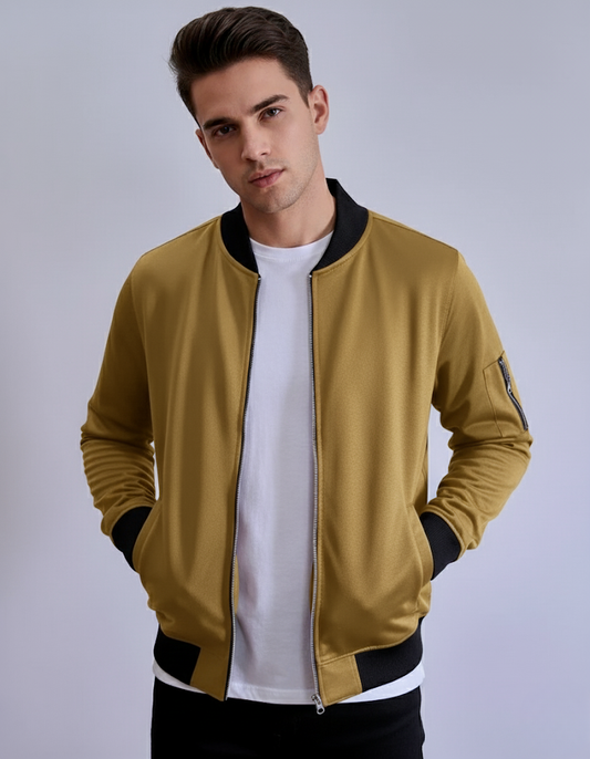 Bomber Jacket Cotton Fleece - Beige