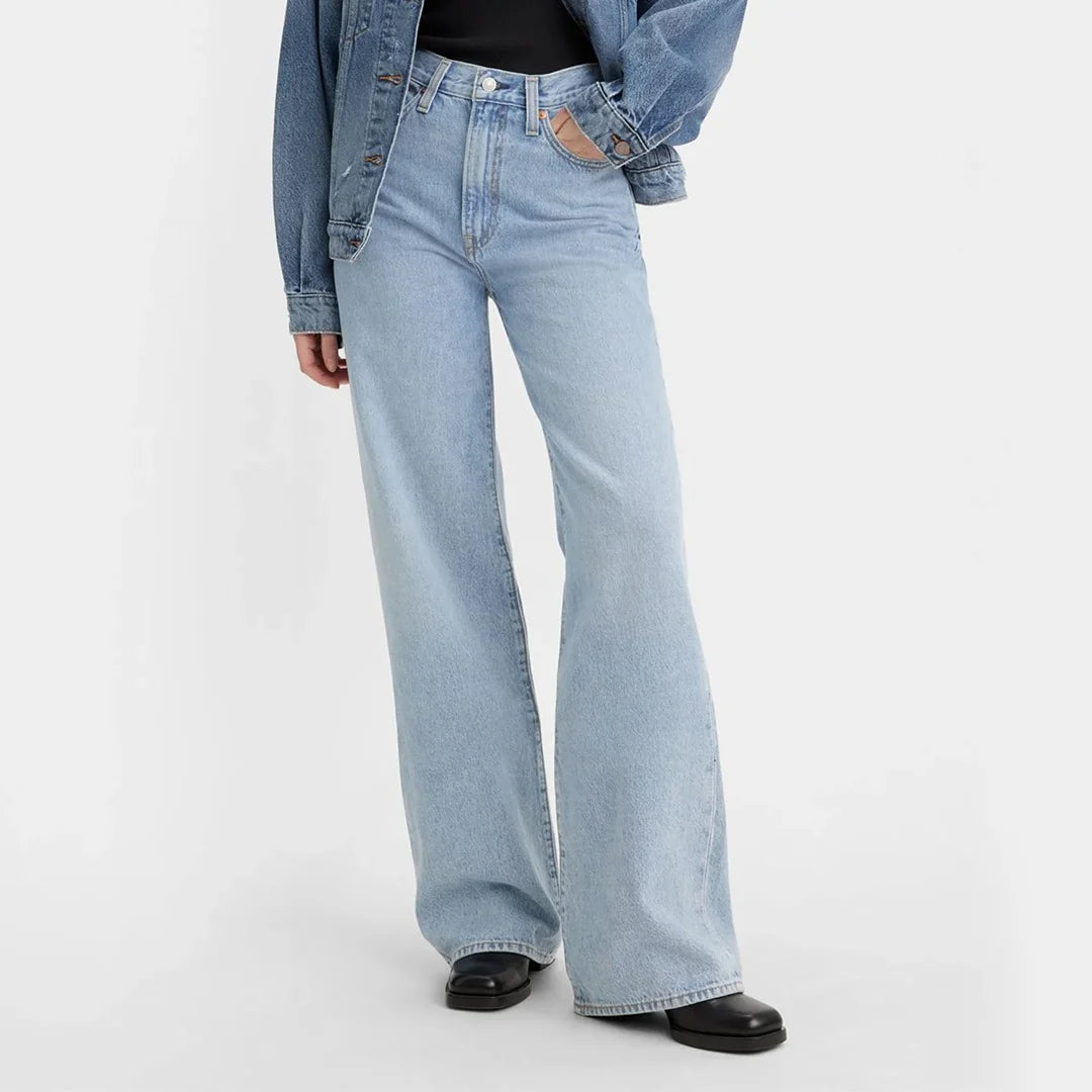 Premium Wide Leg Jeans -SKY BLUE