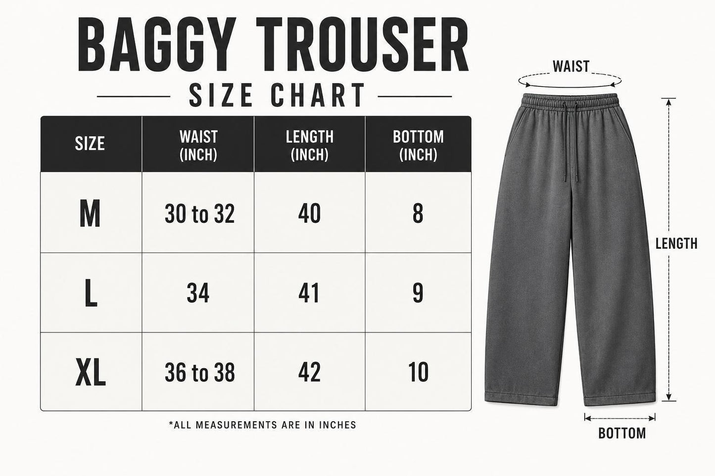 Acid Wash Baggy Trouser