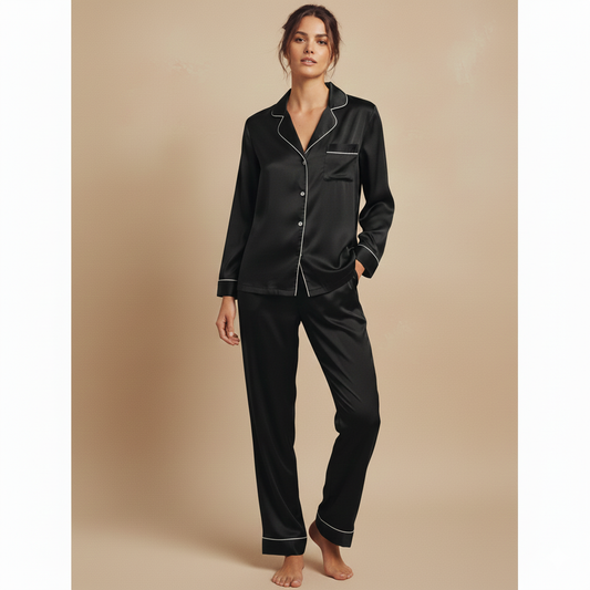 Silk Button Down -Black