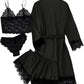 Royal Bridal Silk 4pcs set - Black
