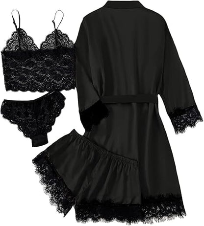 Royal Bridal Silk 4pcs set - Black