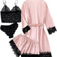 Royal Bridal Silk 4pcs set - Darkpink