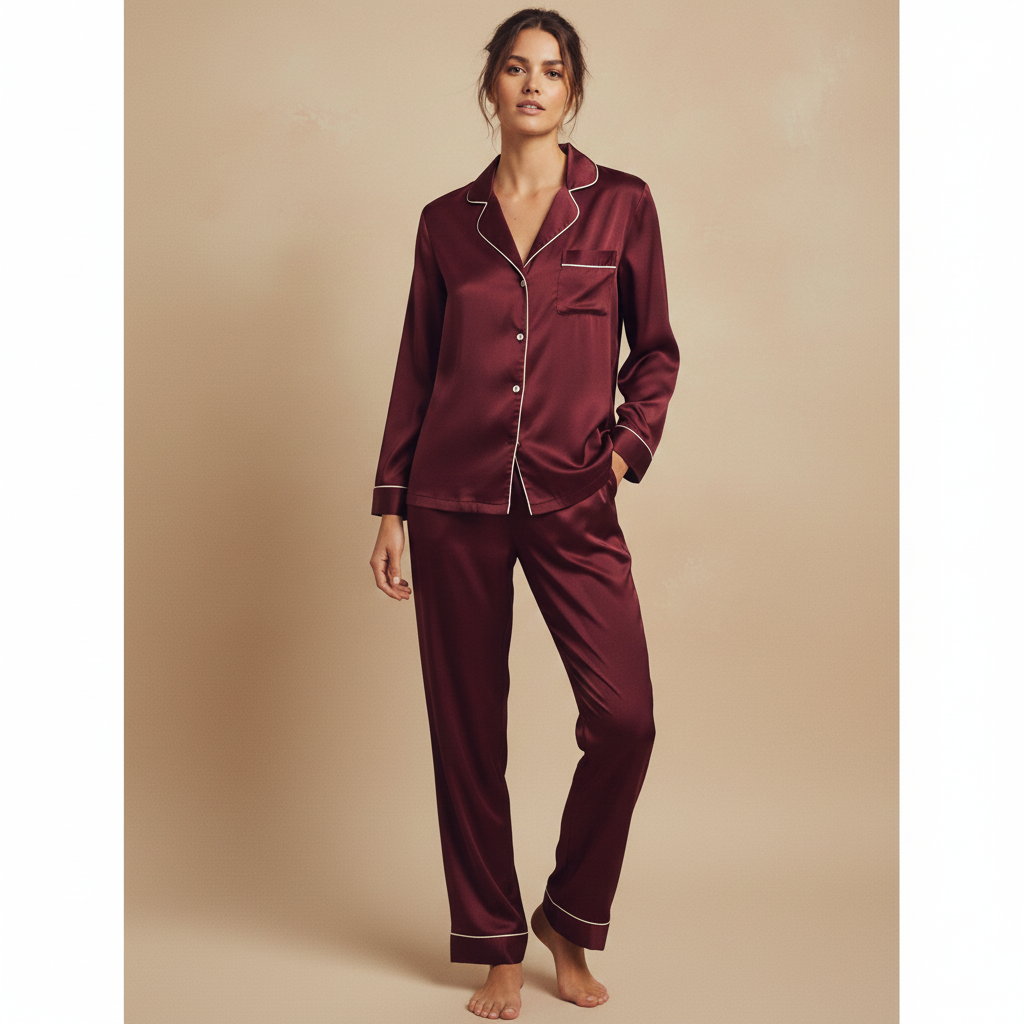Silk Button Down - Maroon