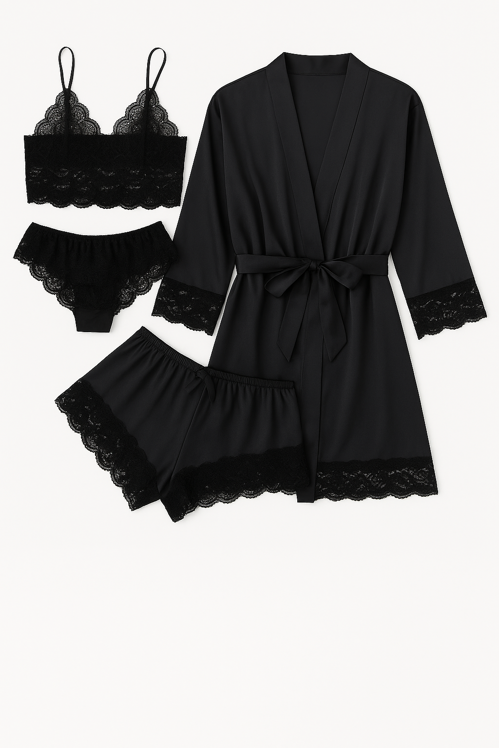 Royal Bridal Silk 4pcs set - Black