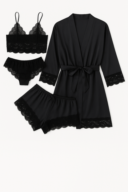 Royal Bridal Silk 4pcs set - Black
