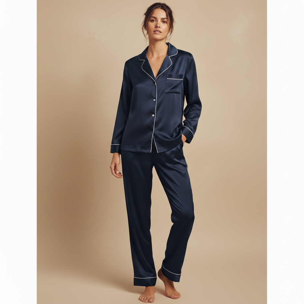 Silk Button Down - NavyBlue