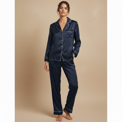 Silk Button Down - NavyBlue