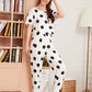 HN-BLACK AND WHITE DOTED HALF SLEEVES PRINTED NIGHT SUIT