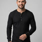 Waffle Knitted Henley Shirt - Black (Summer)