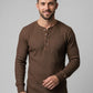 Waffle Knitted Henley Shirt - Brown (Summer)