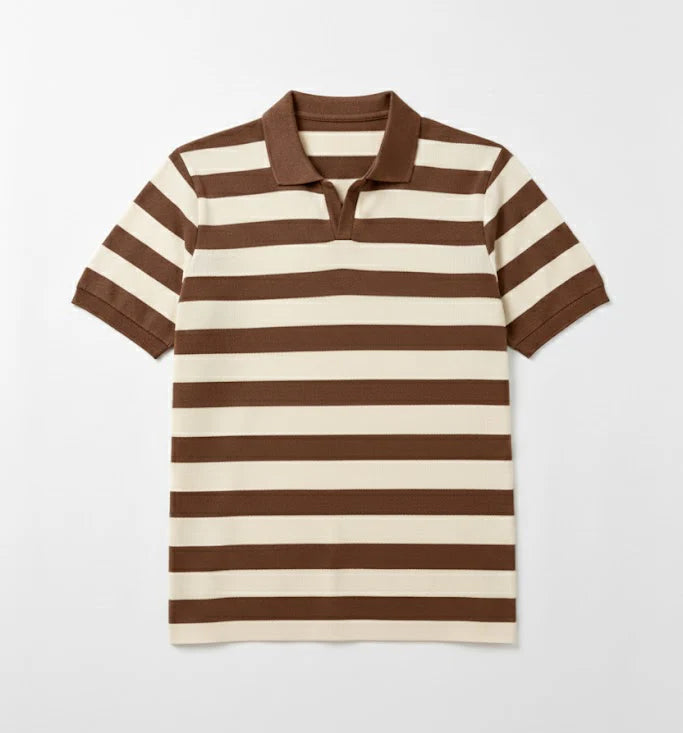 Johnny Collar Waffle Textured Polo - Brown