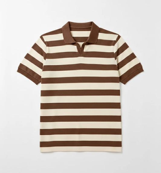 Johnny Collar Waffle Textured Polo - Brown