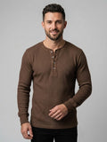 Waffle Knitted Henley Shirt - Brown (Summer)