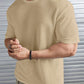 Oversized Waffle Knit Tee For Men - Biege