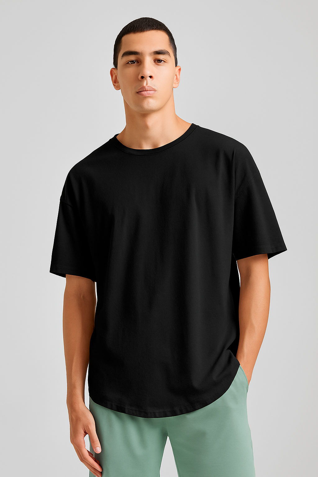 Drop Shoulder T Shirt For Men - Black
