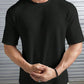 Oversized Waffle Knit Tee For Men - Black