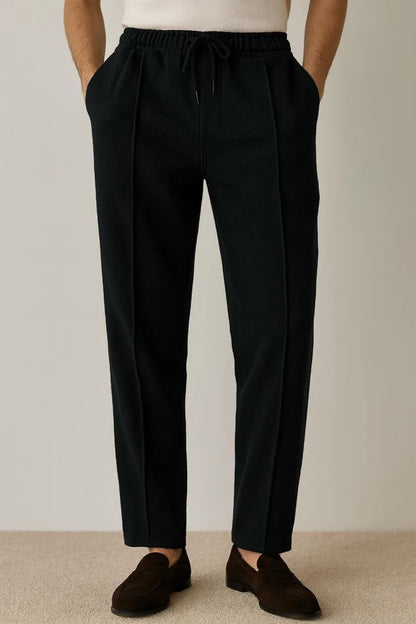 Fleece Straight Stripe Trouser - Black