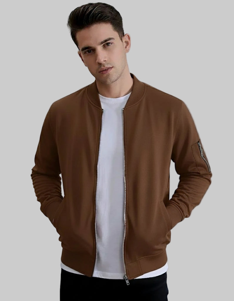 Bomber Jacket Cotton Fleece - Brown
