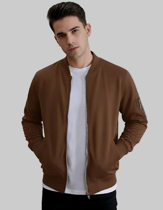 Bomber Jacket Cotton Fleece - Brown