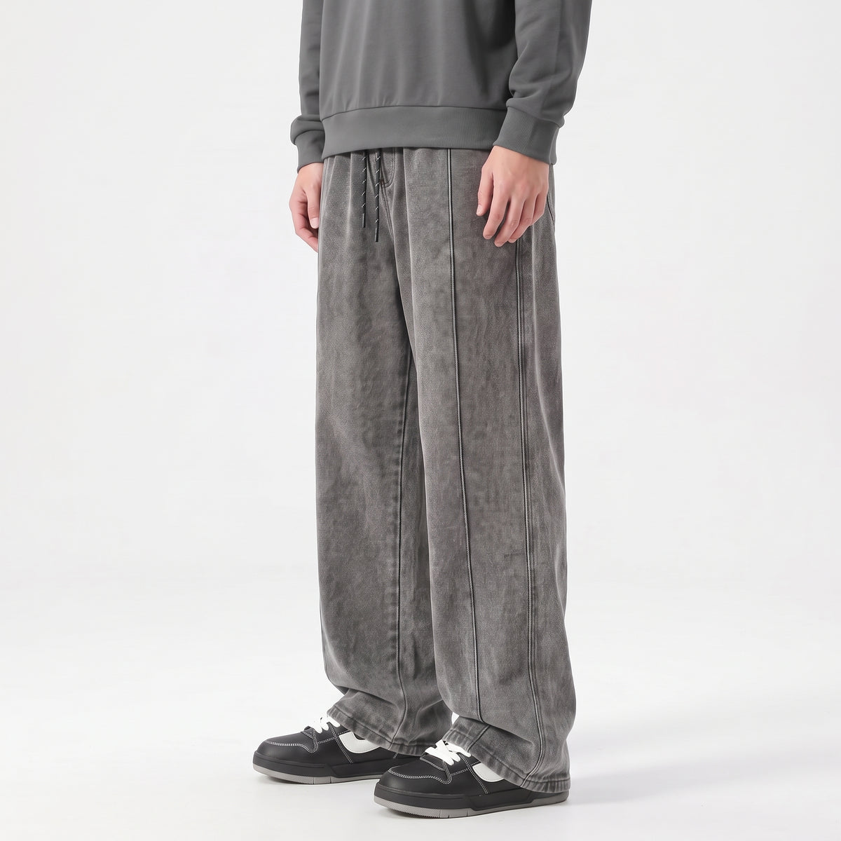 Acid Wash Baggy Trouser - Grey