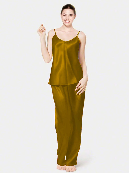Cami Silk Pj Suit - Camel