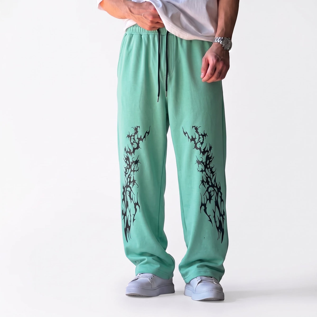 Gothic Vine Graphic Trouser - Pistachio Green