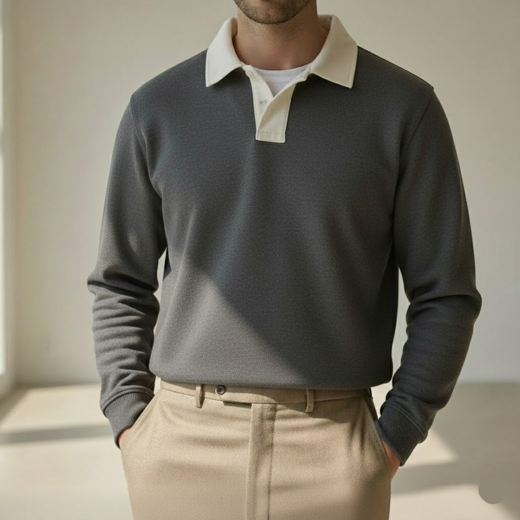 Oxford Polo Sweat - Charcoal