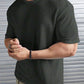 Oversized Waffle Knit Tee For Men - Charcoal