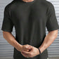 Oversized Waffle Knit Tee For Men - Charcoal