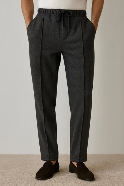 Fleece Straight Stripe Trouser - Charcoal