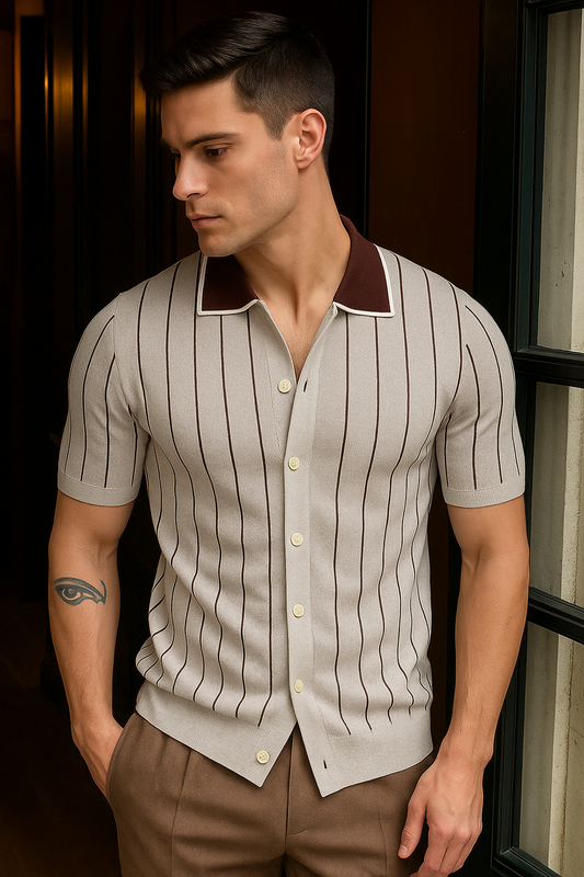 Contrast Collar Polo - White