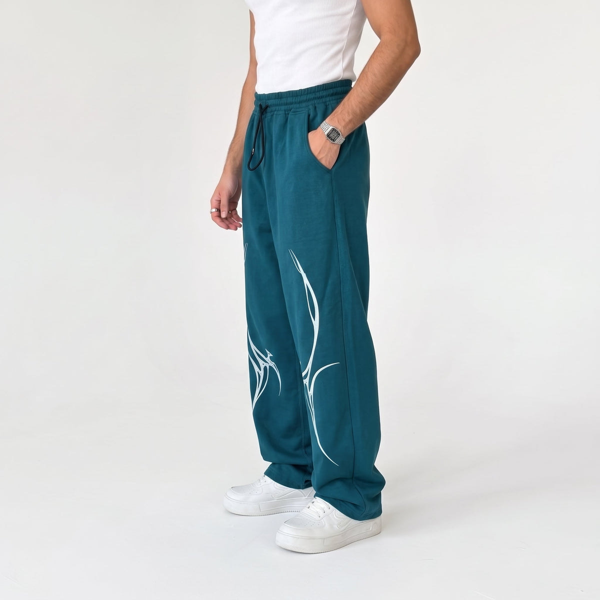 Cyber Spikes Graphic Trouser - Teal