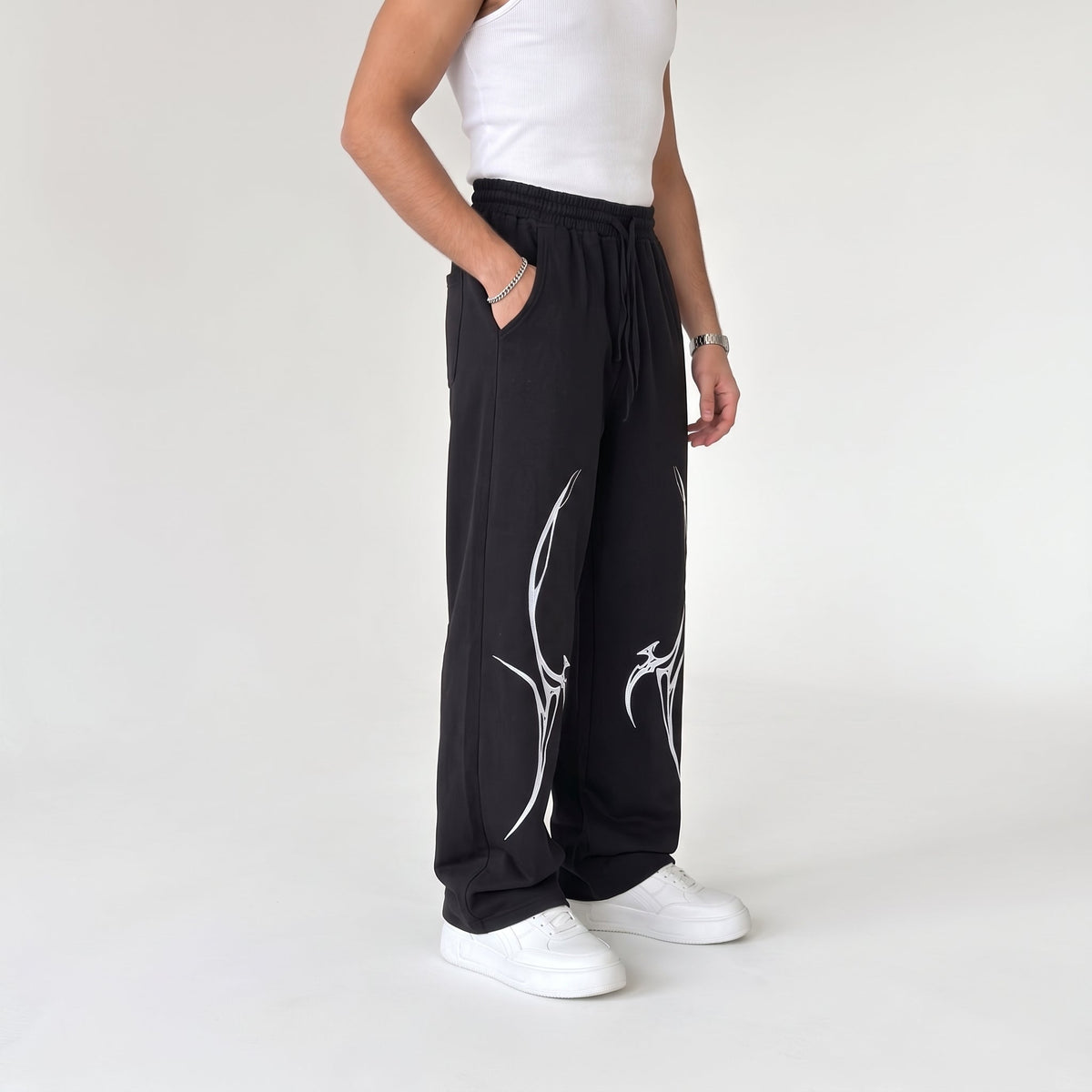 Cyber Spikes Graphic Trouser - Black
