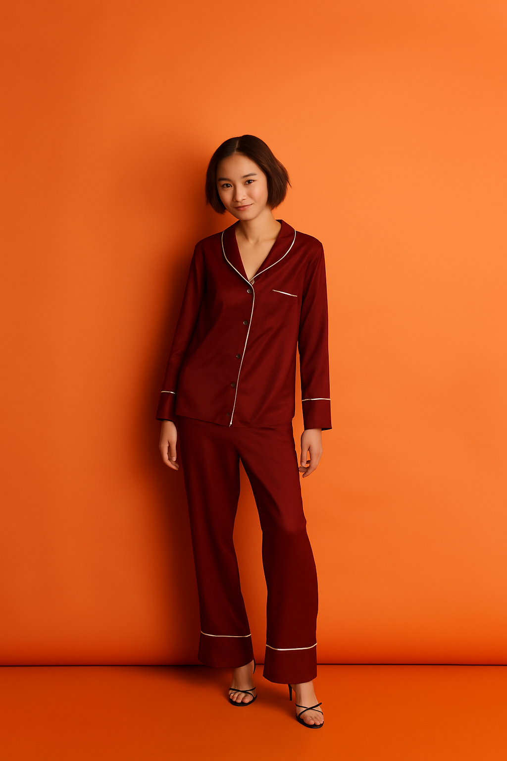 Silk Button Down - Maroon