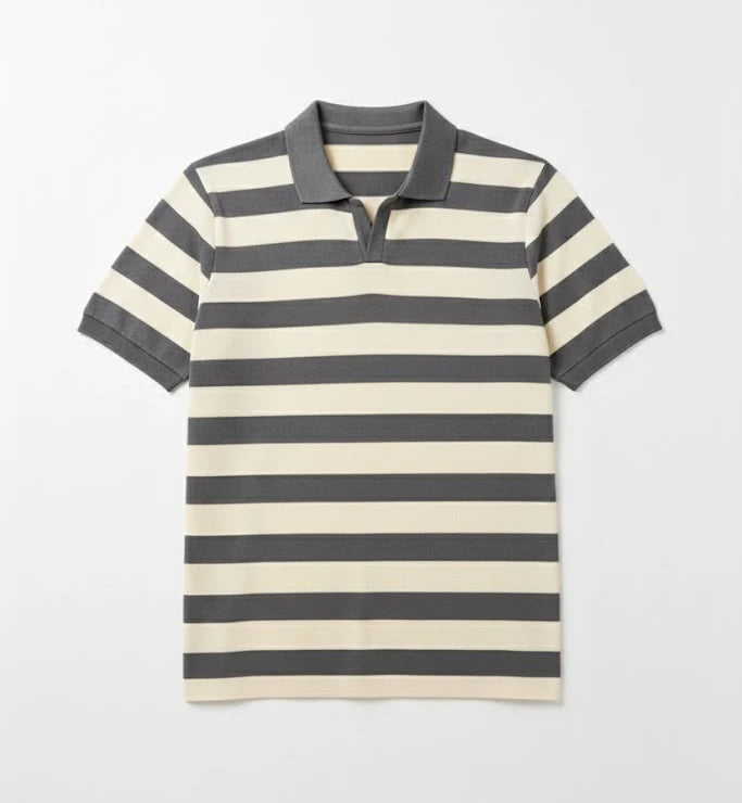 Johnny Collar Waffle Textured Polo - Grey